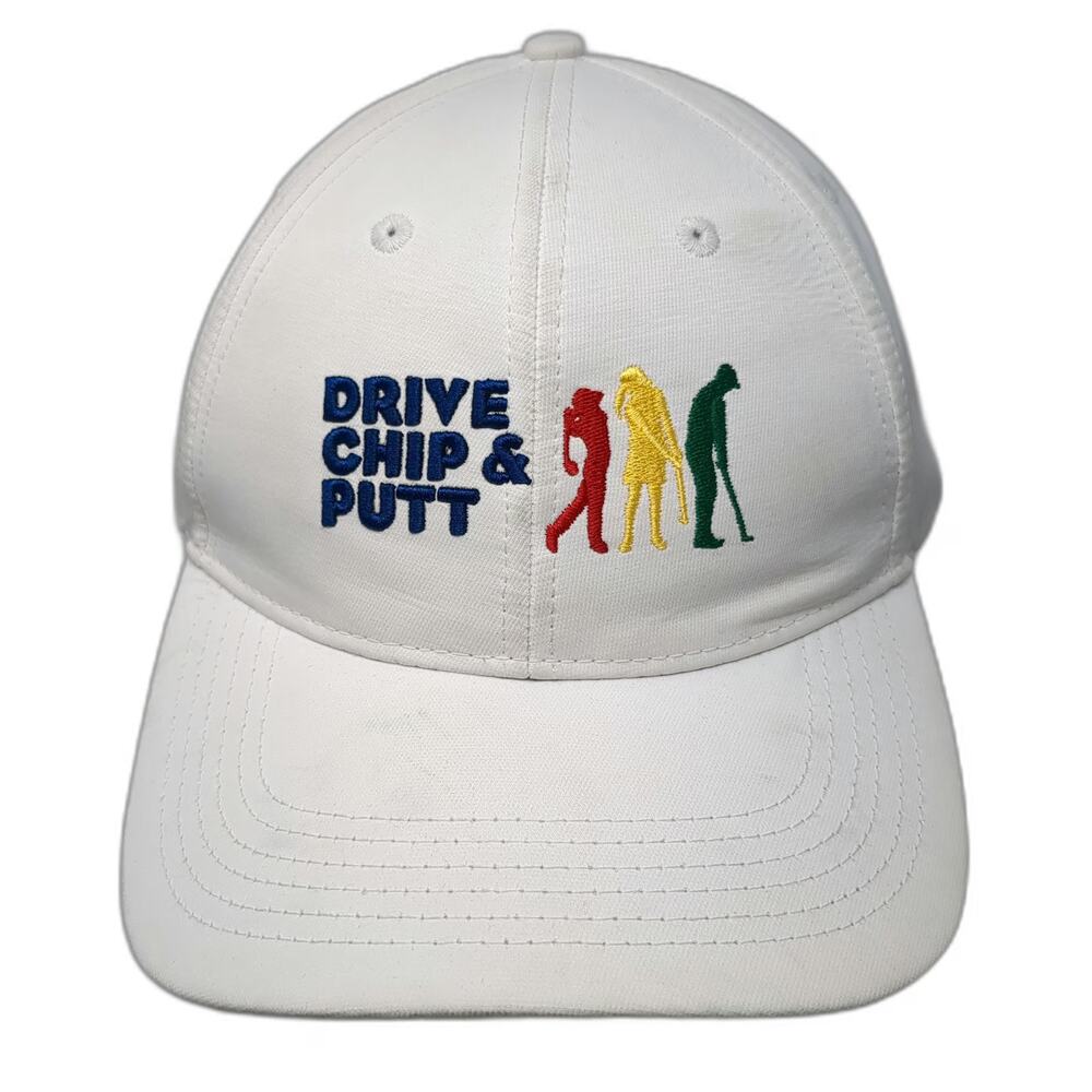 Drive Chip & Putt White One Size Baseball Cap Hat Performance Golf Strapback